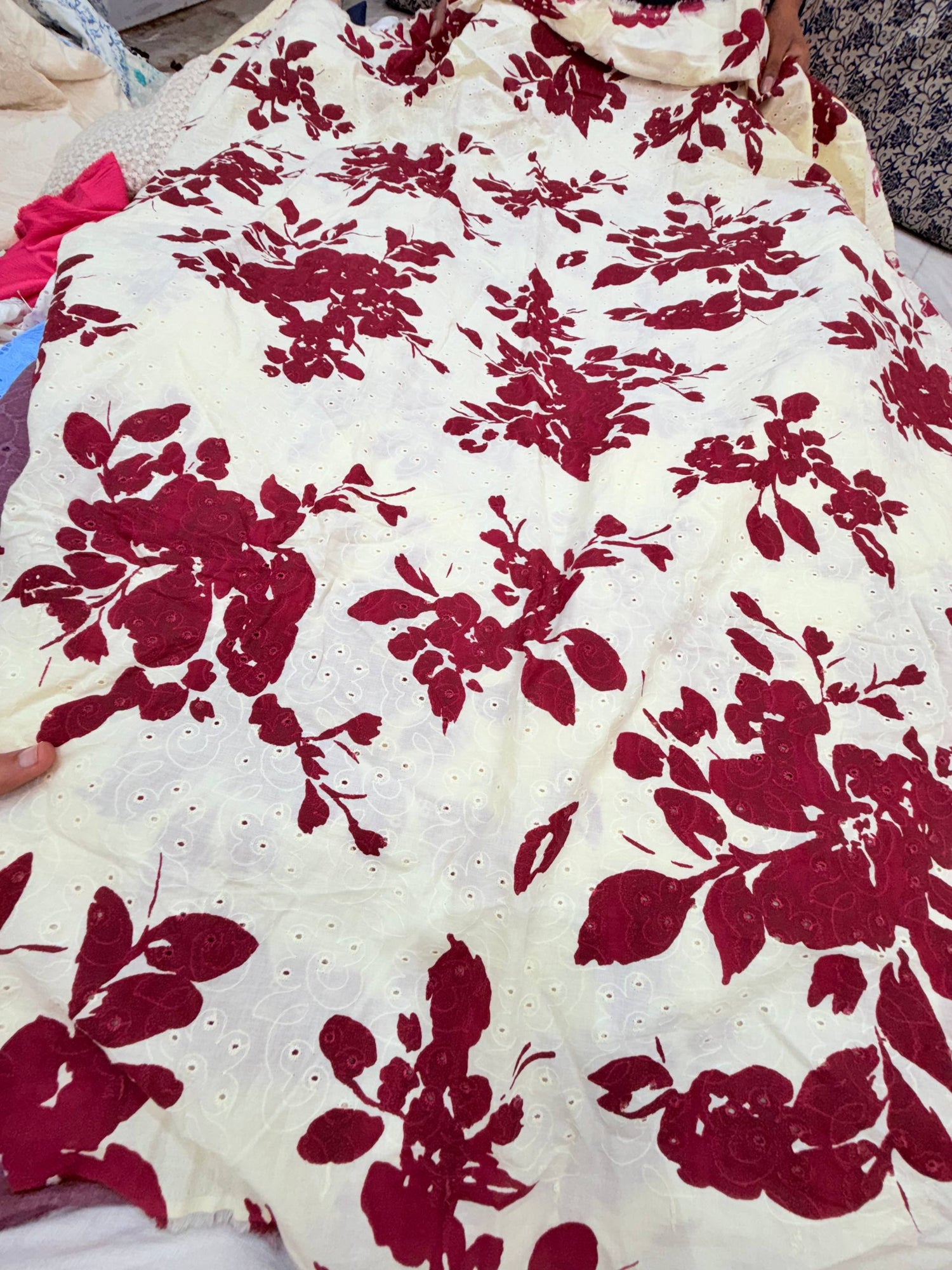 Most Premium Pure Hakuba Chikankari Cotton Fabric (Big WIDTH!!)