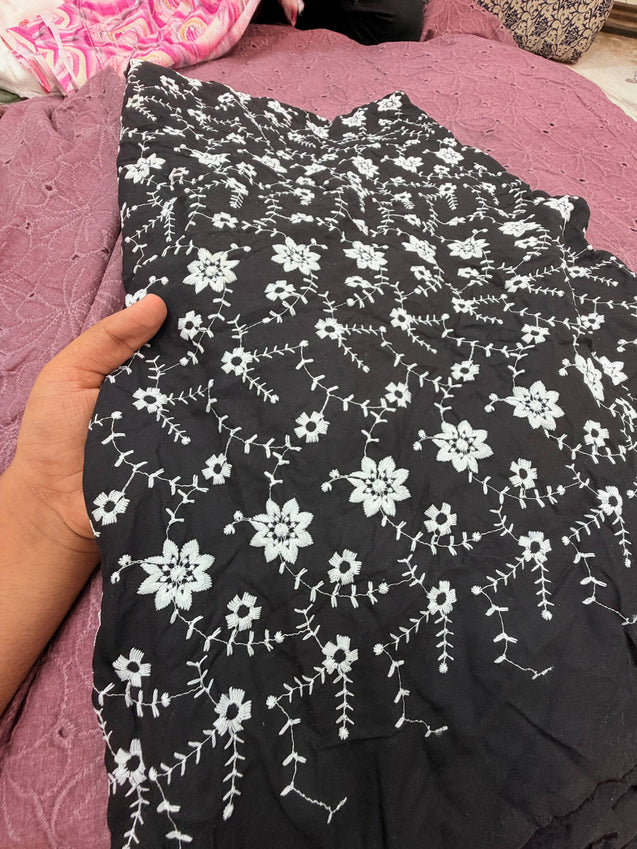 Most Premium Pure Hakuba Chikankari Cotton Fabric (Big WIDTH!!)