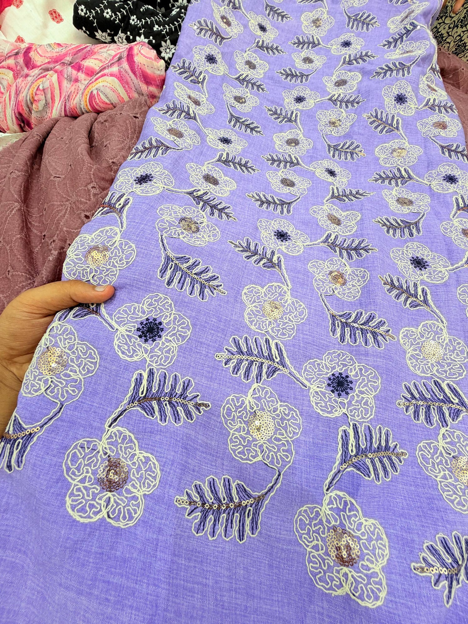 Most Premium Pure Hakuba Chikankari Cotton Fabric (Big WIDTH!!)