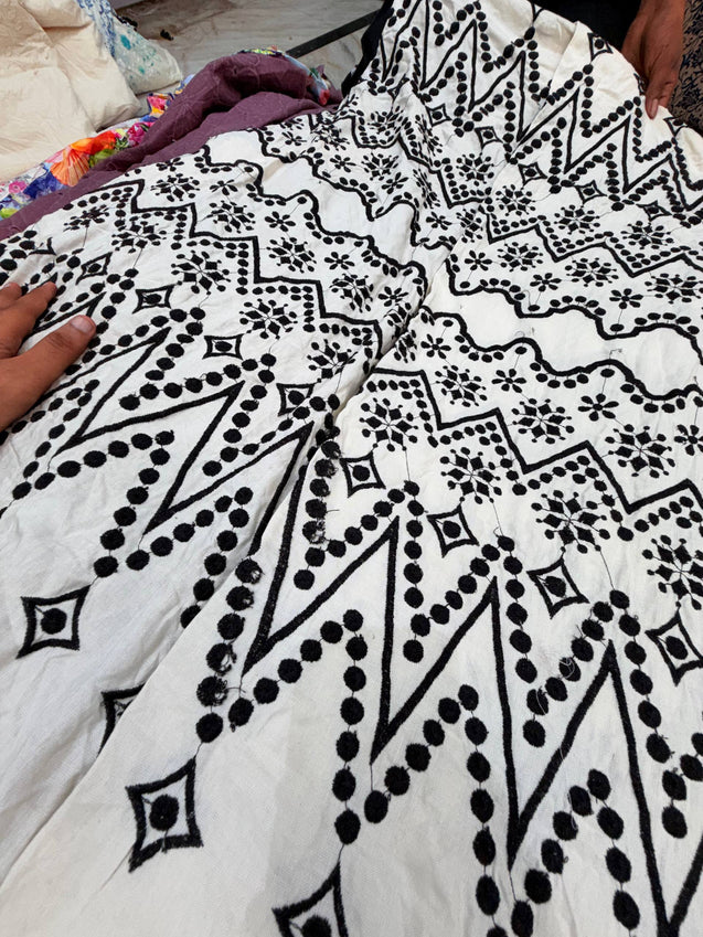 Most Premium Pure Hakuba Chikankari Cotton Fabric (Big WIDTH!!)
