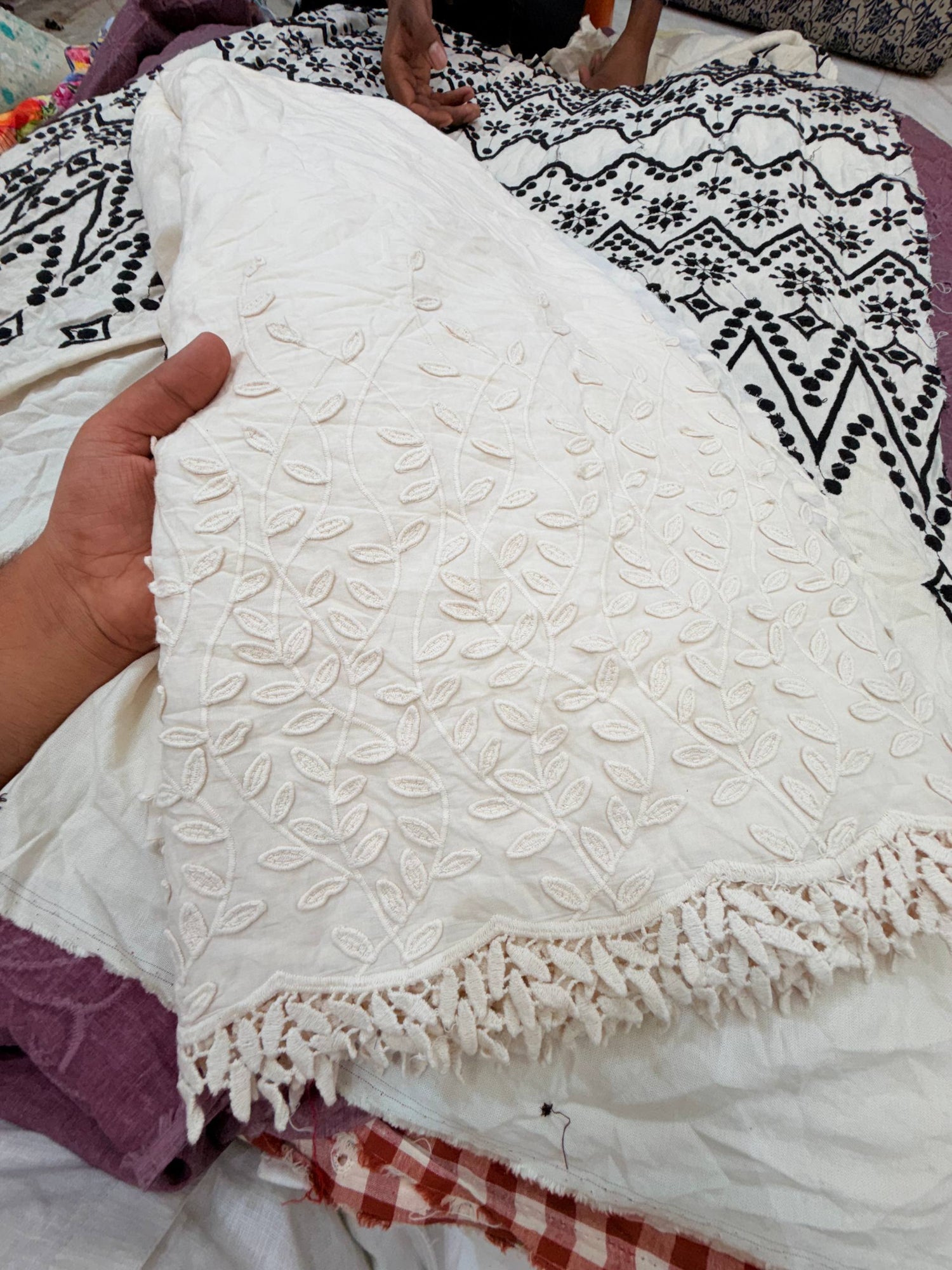 Most Premium Pure Hakuba Chikankari Cotton Fabric (Big WIDTH!!)