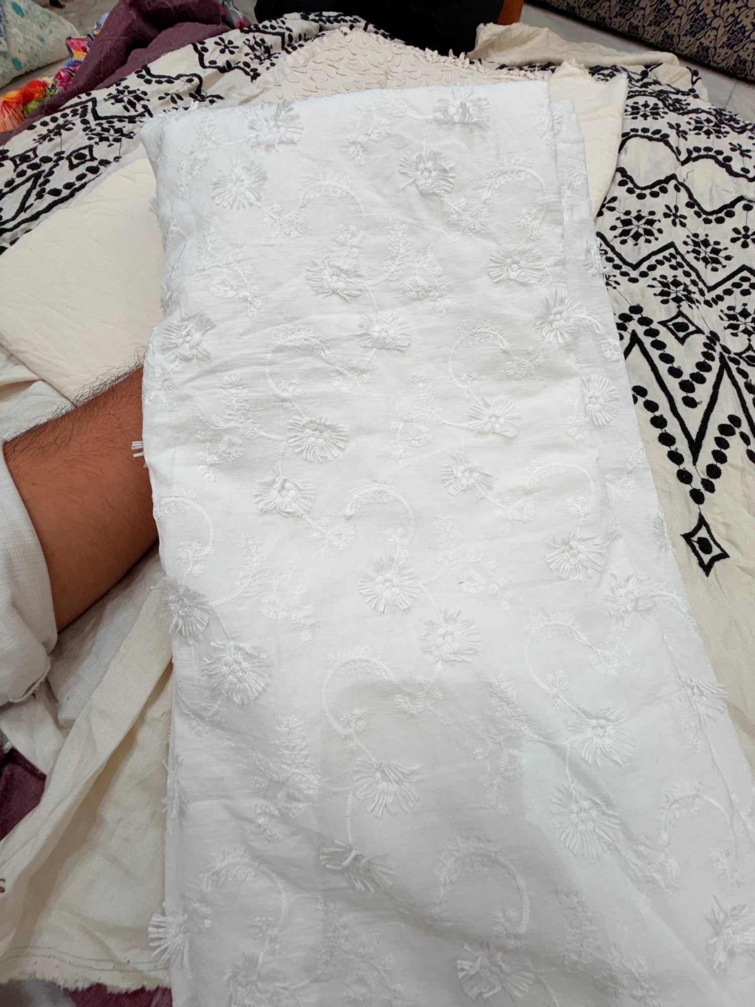 Most Premium Pure Hakuba Chikankari Cotton Fabric (Big WIDTH!!)