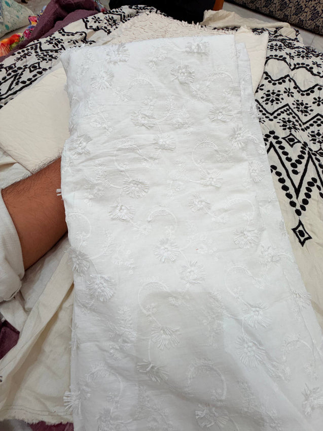 Most Premium Pure Hakuba Chikankari Cotton Fabric (Big WIDTH!!)