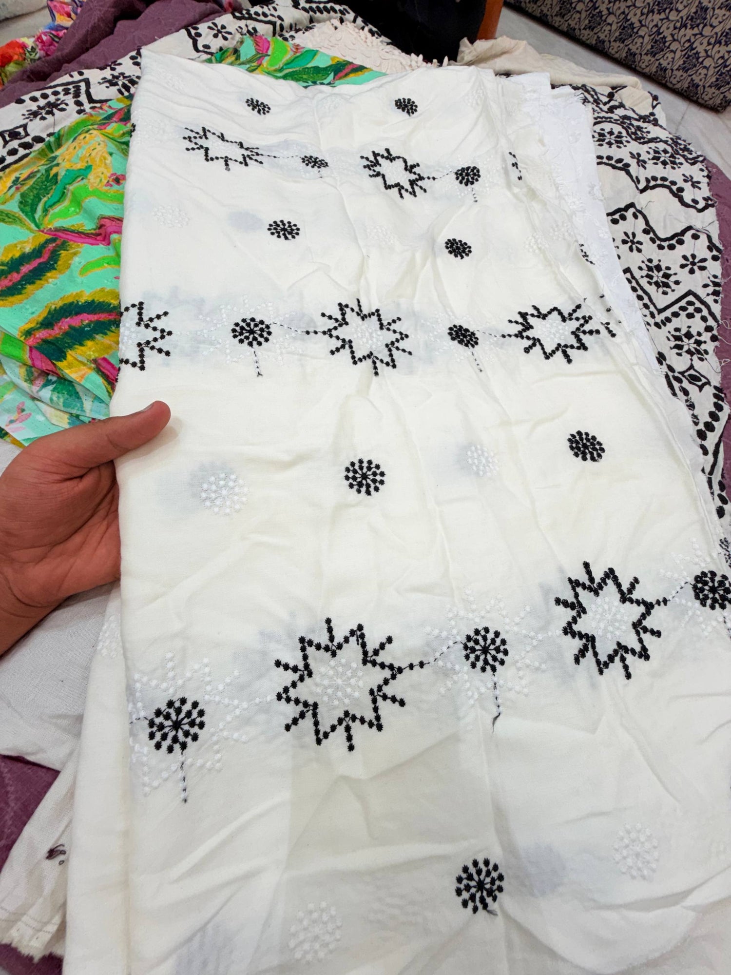 Most Premium Pure Hakuba Chikankari Cotton Fabric (Big WIDTH!!)