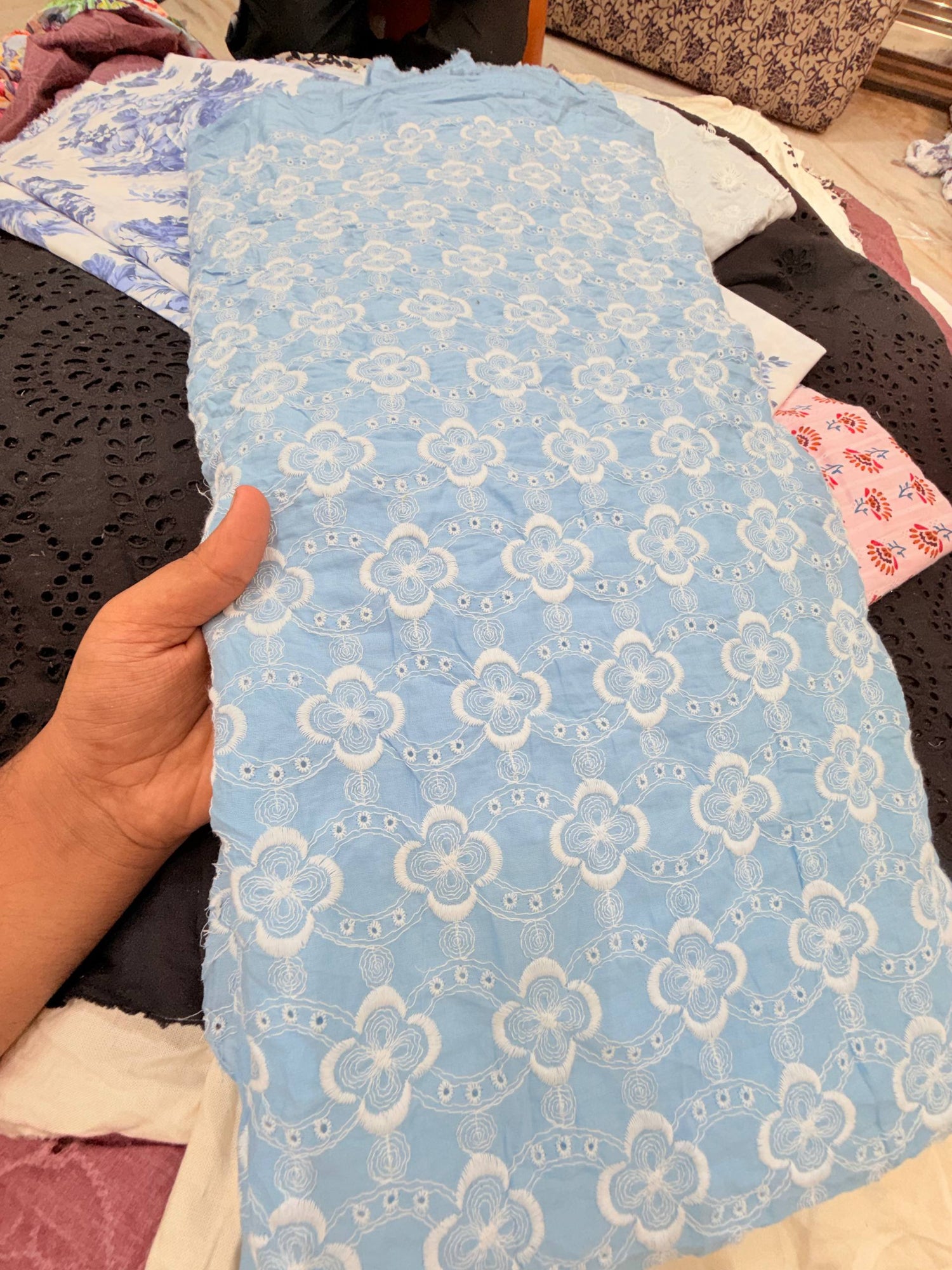 Most Premium Pure Hakuba Chikankari Cotton Fabric (Big WIDTH!!)