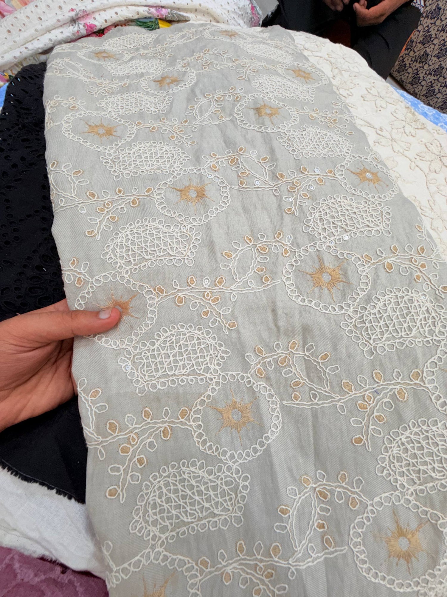 Most Premium Pure Hakuba Chikankari Cotton Fabric (Big WIDTH!!)