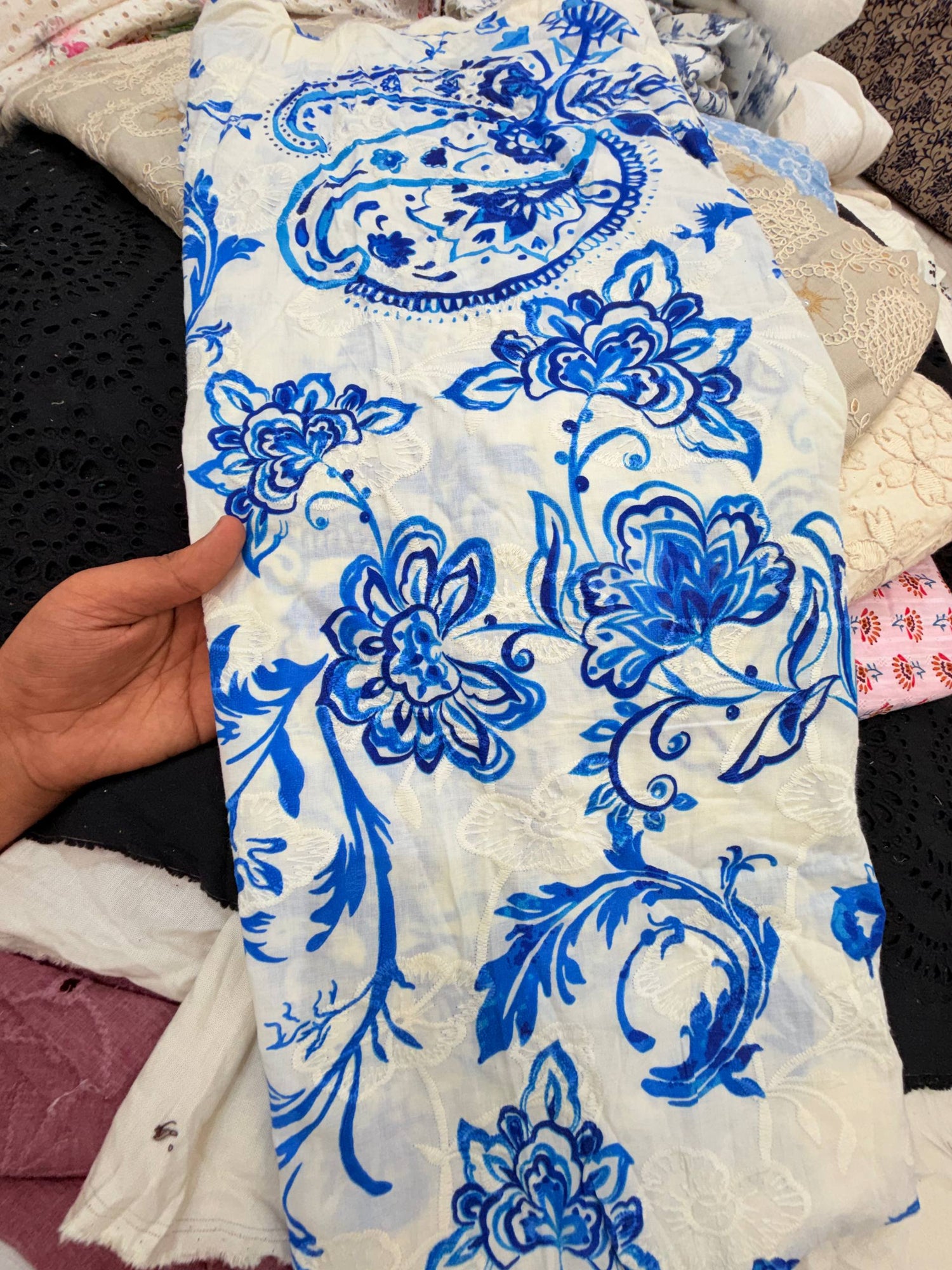 Most Premium Pure Hakuba Chikankari Cotton Fabric (Big WIDTH!!)
