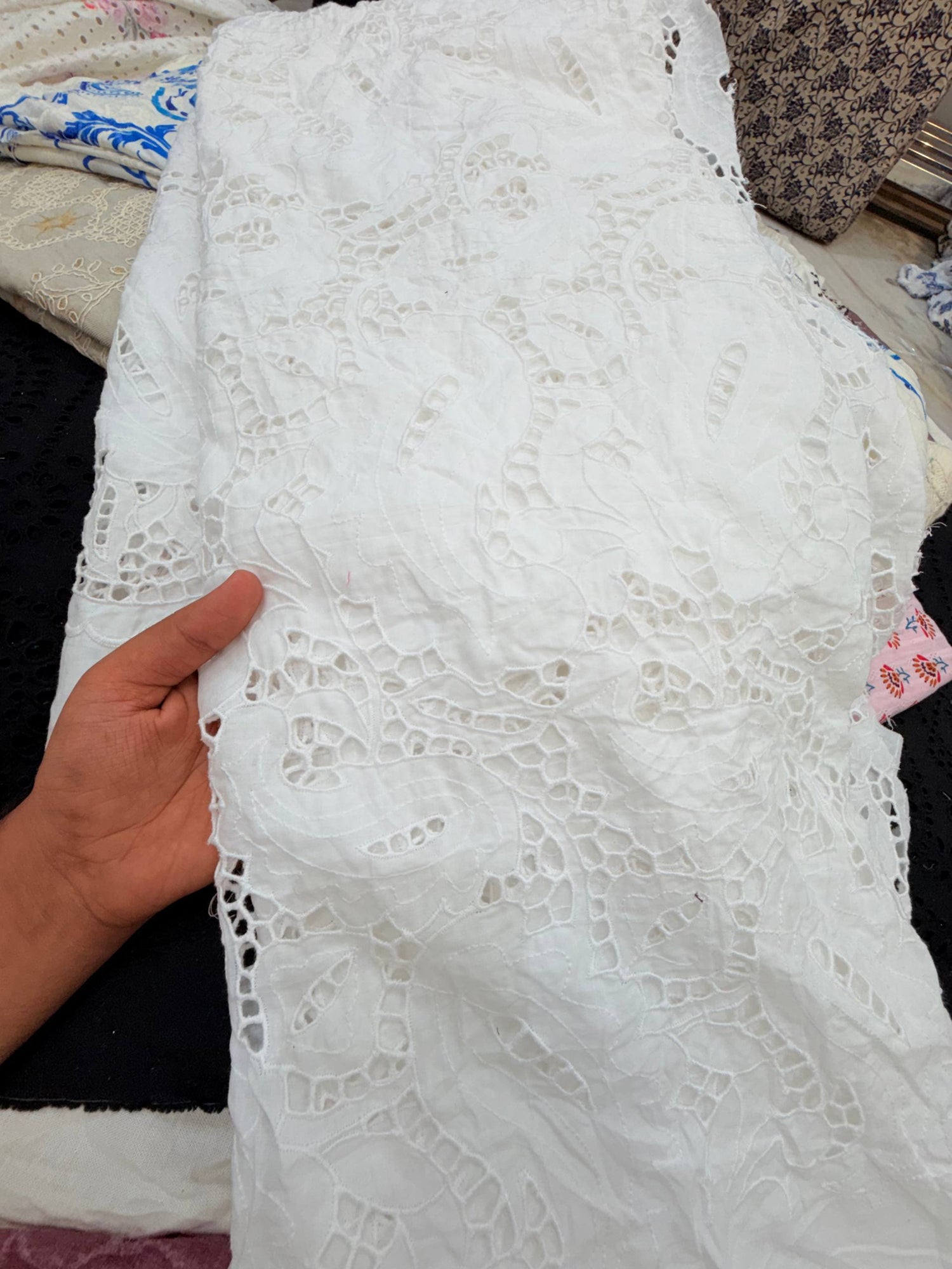 Most Premium Pure Hakuba Chikankari Cotton Fabric (Big WIDTH!!)