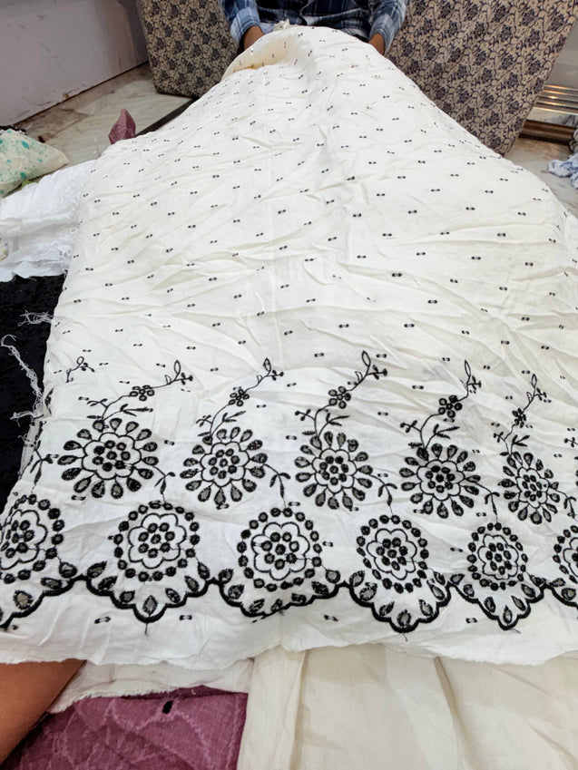 Most Premium Pure Hakuba Chikankari Cotton Fabric (Big WIDTH!!)