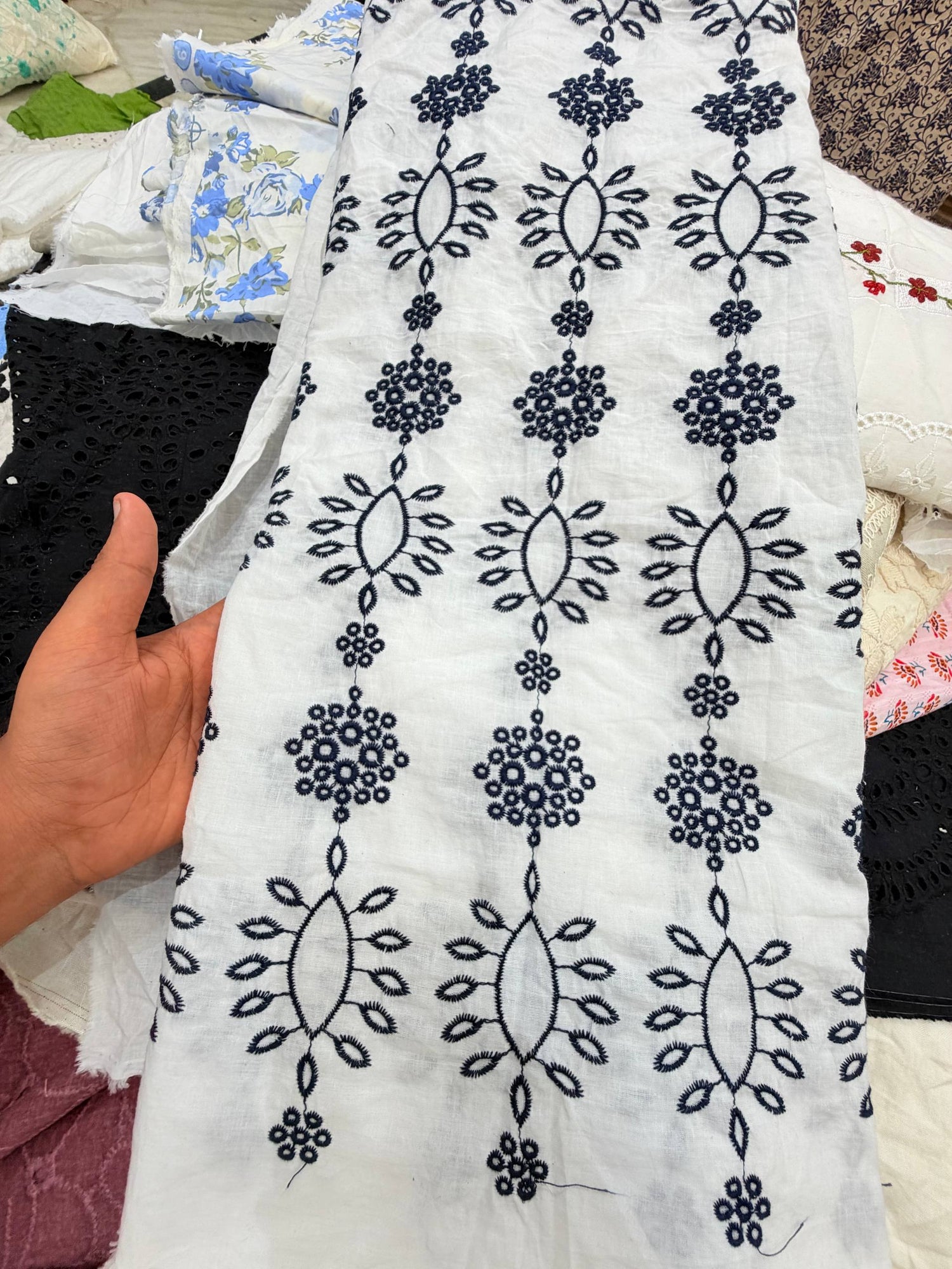 Most Premium Pure Hakuba Chikankari Cotton Fabric (Big WIDTH!!)