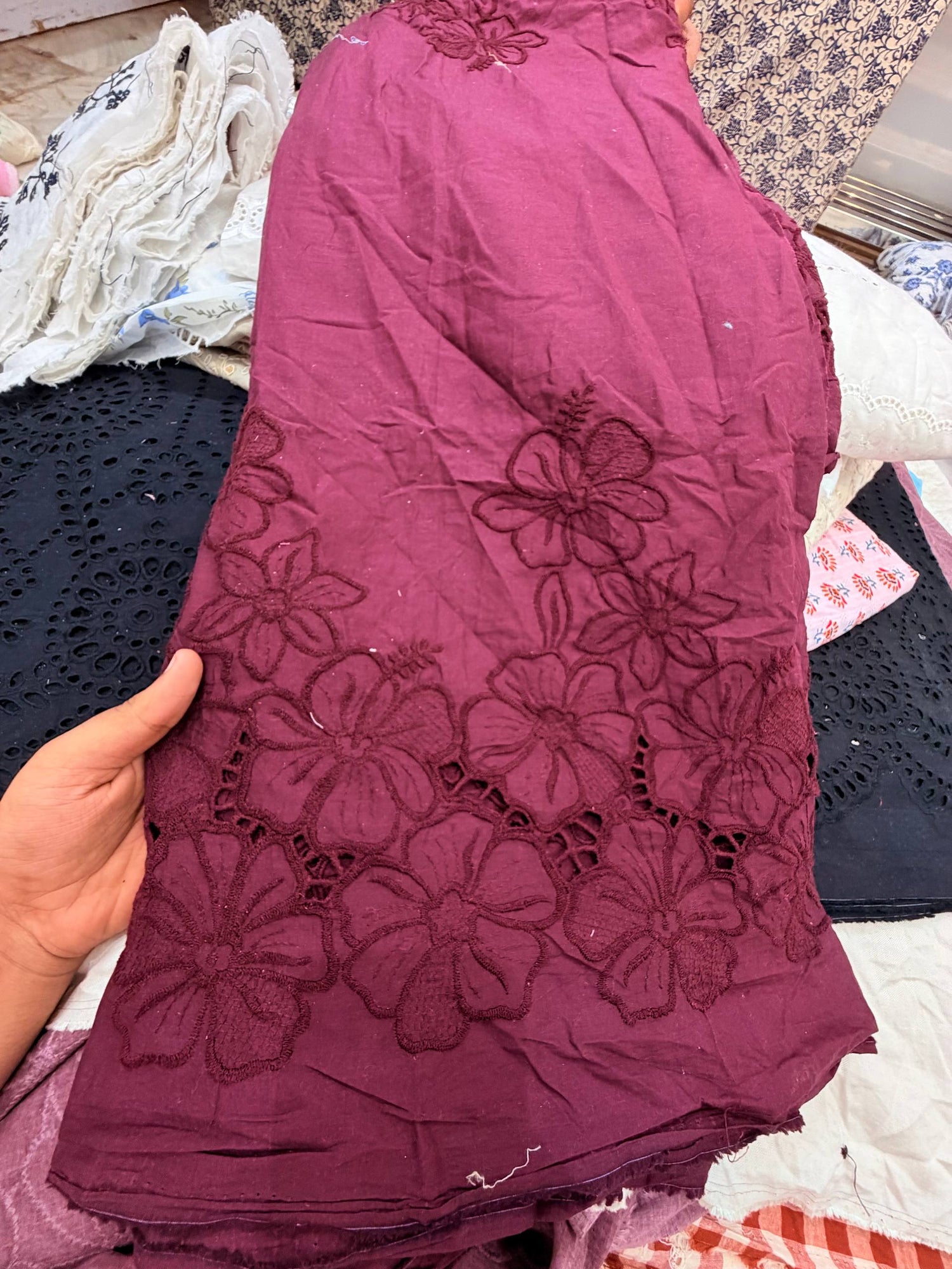 Most Premium Pure Hakuba Chikankari Cotton Fabric (Big WIDTH!!)