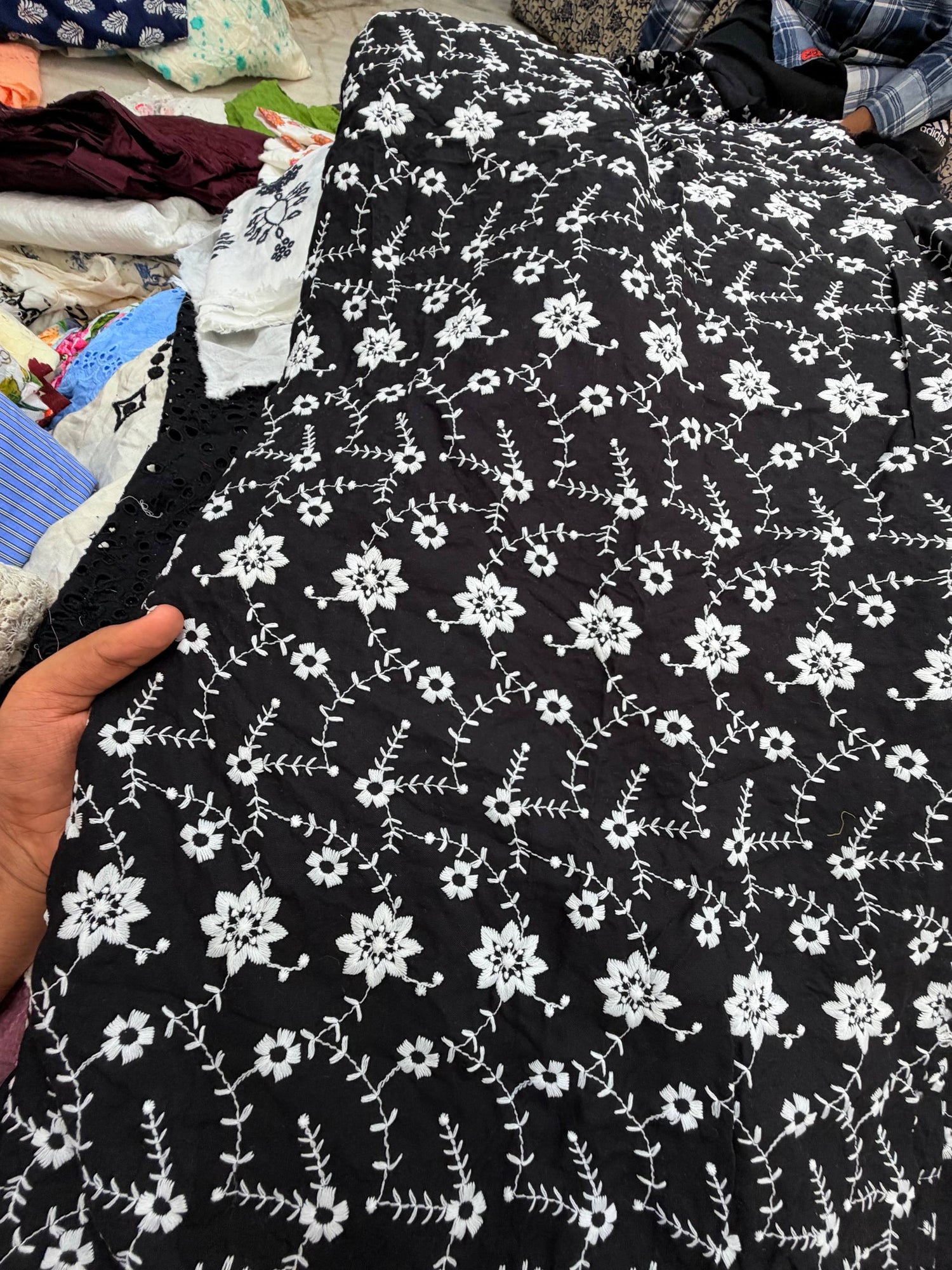 Most Premium Pure Hakuba Chikankari Cotton Fabric (Big WIDTH!!)