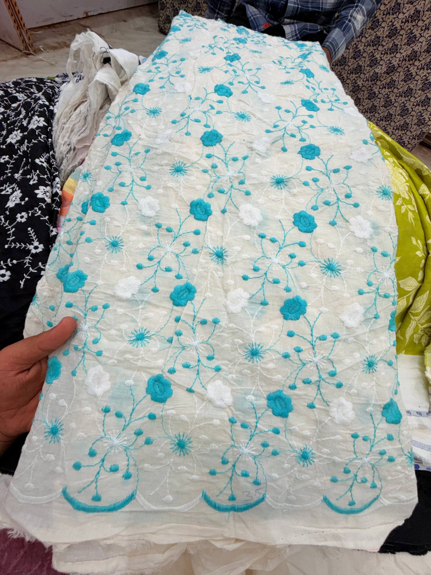 Most Premium Pure Hakuba Chikankari Cotton Fabric (Big WIDTH!!)