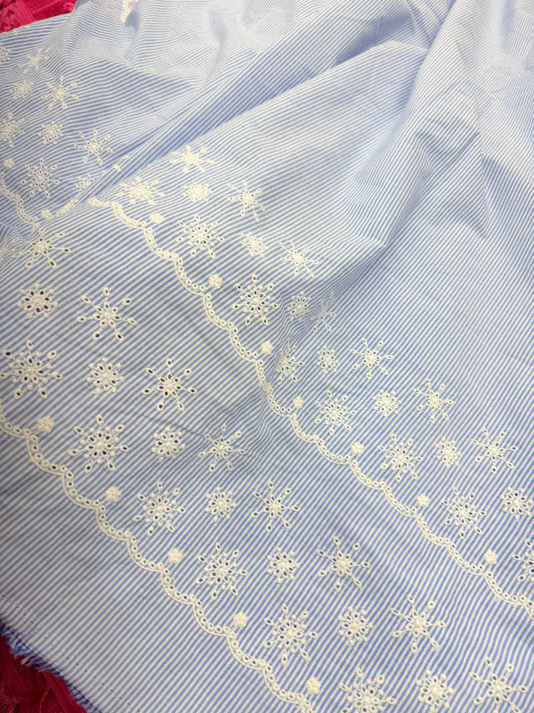 Most Premium Pure Cotton Hakuba Chikankari Printed Fabric (Big WIDTH!!)