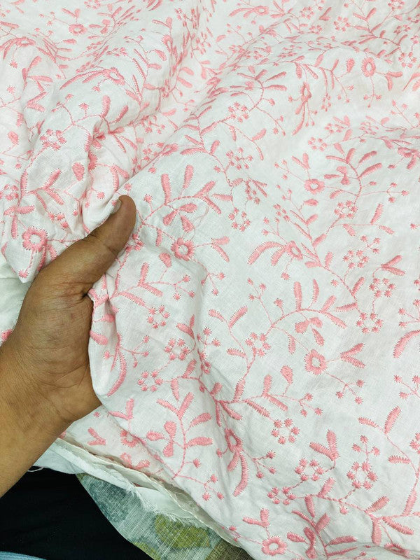 Premium Fine Lucknowi Chikankari Embroidery On Pure Cotton FABRIC (Big WIDTH!!)