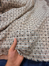 Most Premium Pure Fine velvet work On Checks Cotton FABRIC (Big WIDTH!!)