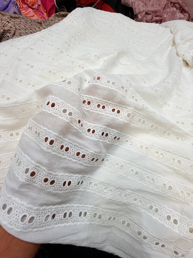 Most Premium Pure Hakuba Chikankari Cotton Fabric (Big WIDTH!!) (Dyeable Also)