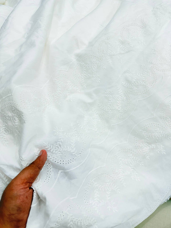Most Premium Pure Cotton Hakuba Chikankari Fabric (Big WIDTH!!) (Dyeable Also)