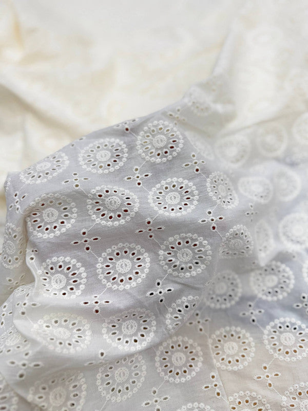 Most Premium Pure Cotton Hakuba Chikankari Fabric (Big WIDTH!!) (Dyeable Also)
