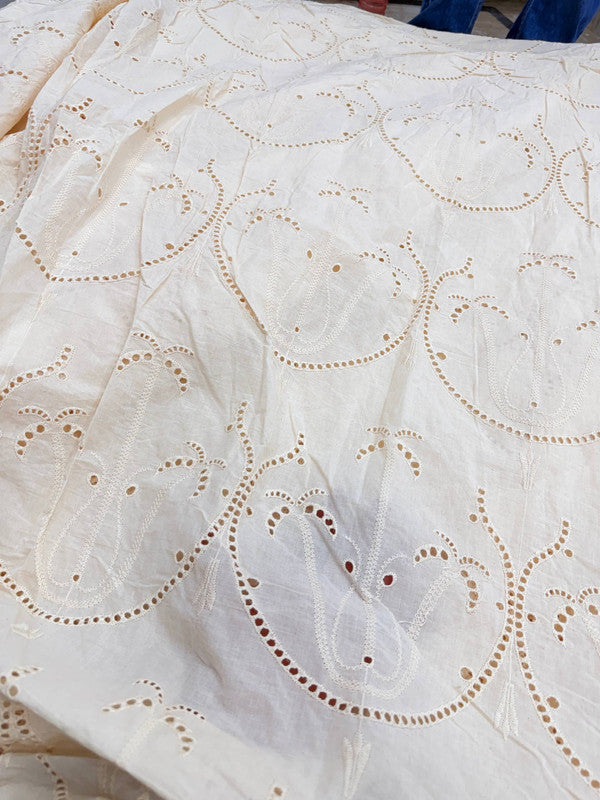 Most Premium Pure Cotton Hakuba Chikankari Fabric (Big WIDTH!!) (Dyeable Also)