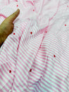 Most Premium Pure Fine Thread Embroidery On Stripes Cotton FABRIC (Big WIDTH!!)
