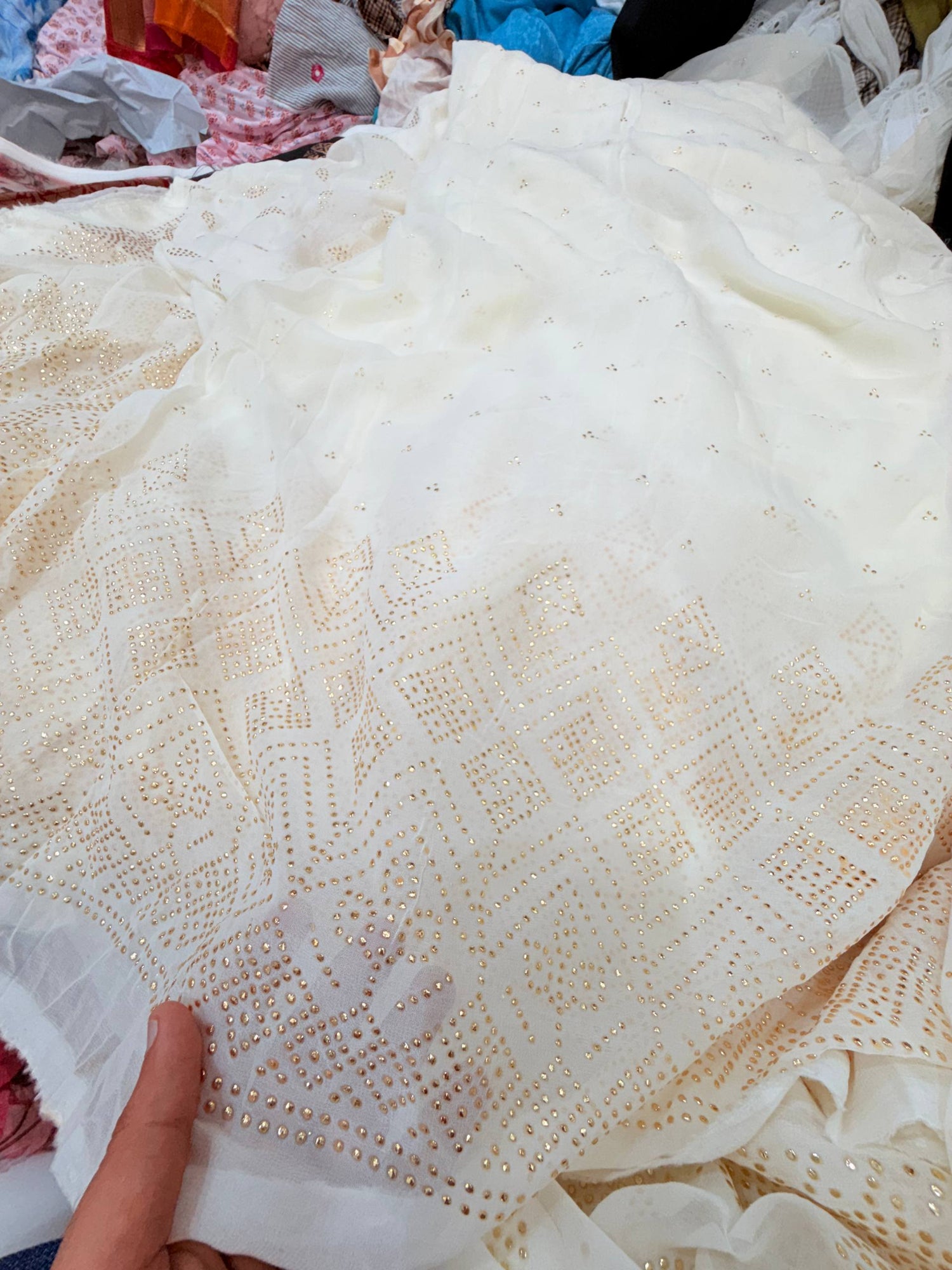 Most Premium BRANDED Mukaish Work Pure Georgette Dyeable FABRIC (Big WIDTH!!)