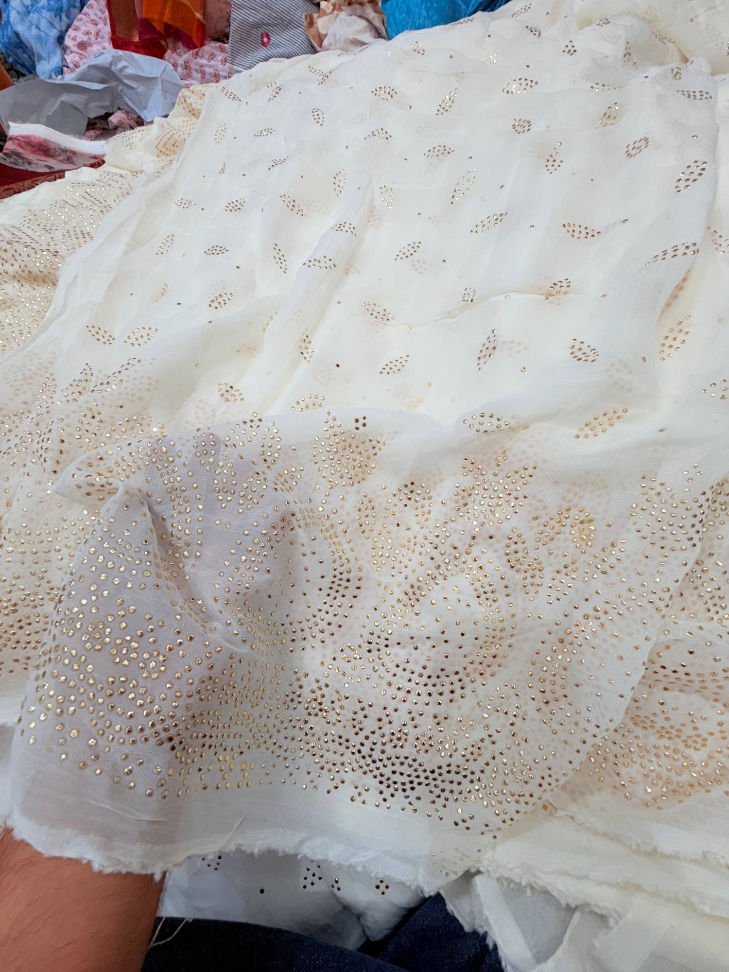Most Premium BRANDED Mukaish Work Pure Georgette Dyeable FABRIC (Big WIDTH!!)