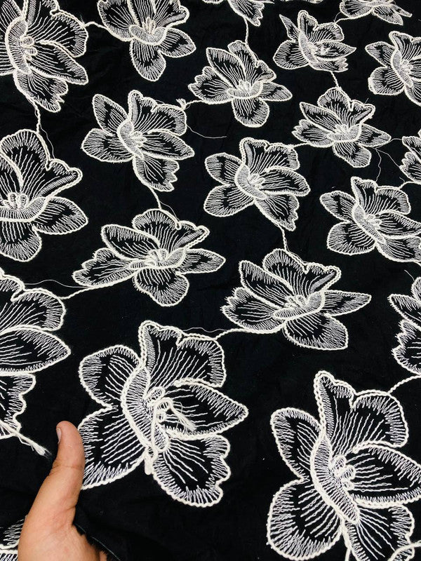 Most Premium Pure Cotton FABRIC With Fine Dori Embroidery (Big WIDTH!!)