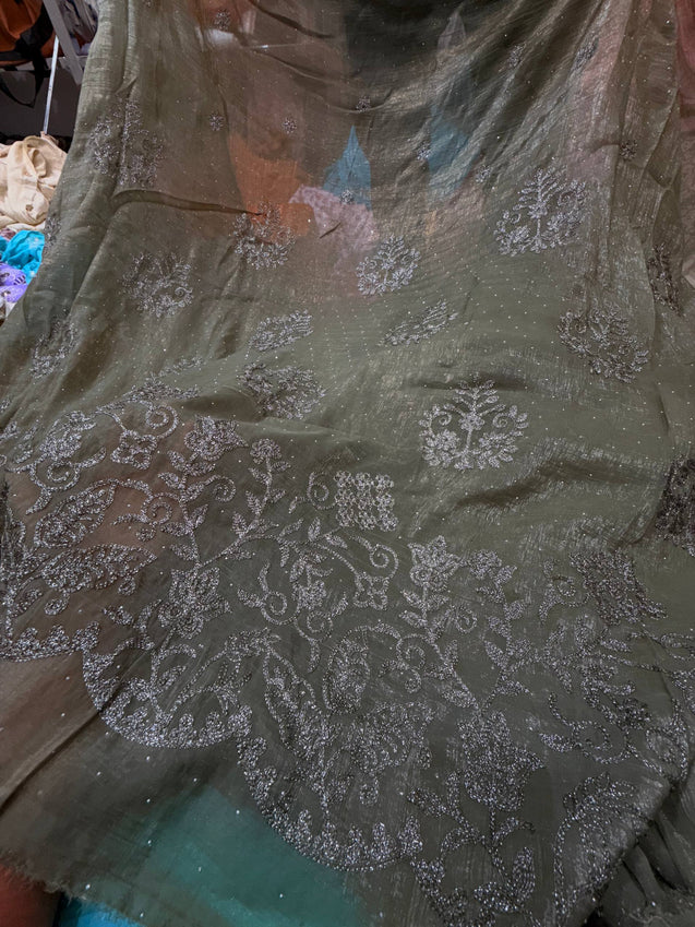 Premium Fendy Silk Organza FABRIC With Fine Embroidery