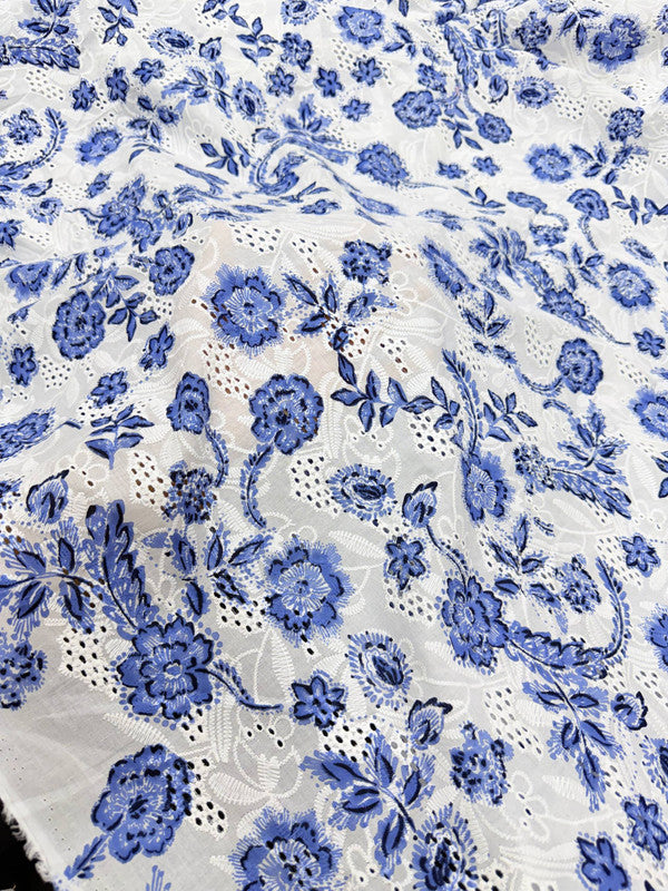 Most Premium Pure Cotton Hakuba Chikankari Printed Fabric (Big WIDTH!!)