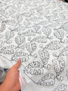 Premium Fine 3D Dori Work With Chikan On Pure Linen FABRIC (Big WIDTH!!) (Dyeable Also)