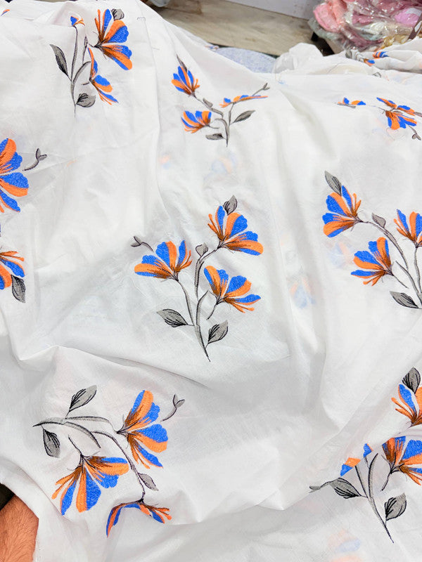 Most Premium Pure Fine Thread Embroidery On Cotton FABRIC (Big WIDTH!!)