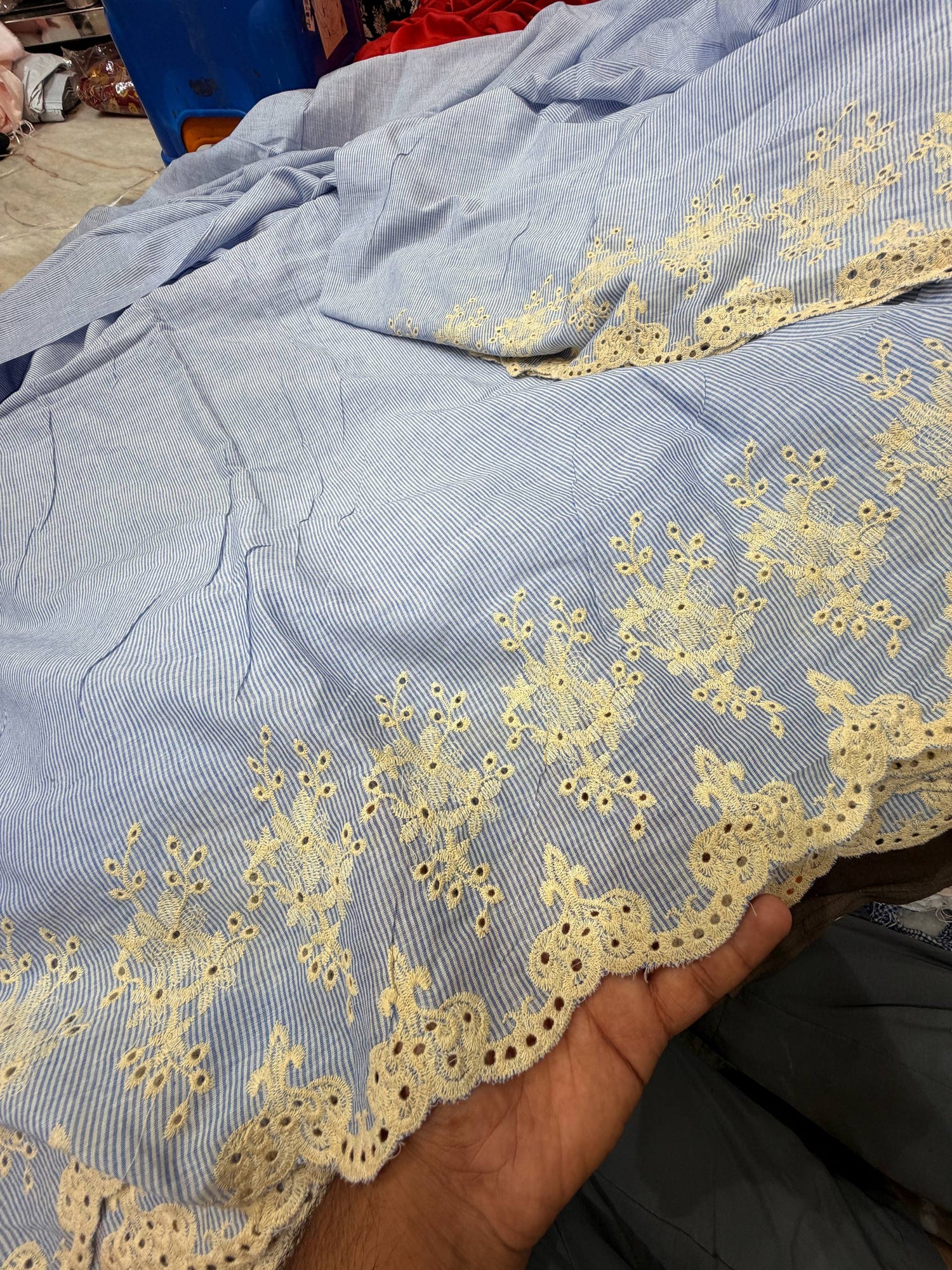Most Premium Pure Mul Cotton Hakuba Chikankari Fabric (Big WIDTH!!)