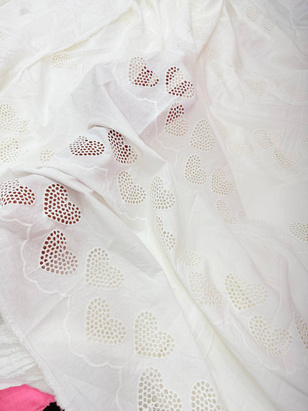 Most Premium Pure Cotton Hakuba Chikankari Fabric (Big WIDTH!!) (Dyeable Also)