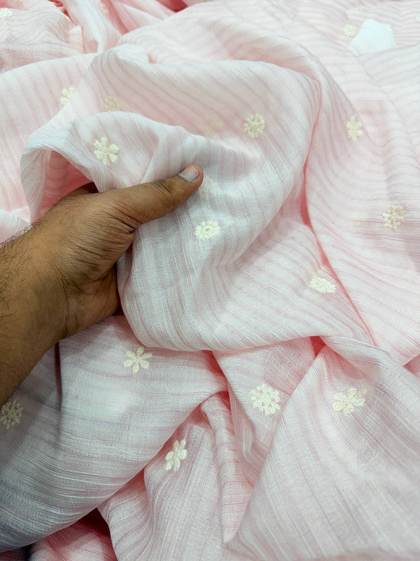 Most Premium Pure Fine Thread Embroidery On Cotton Mul Muslin  FABRIC (Big WIDTH!!)