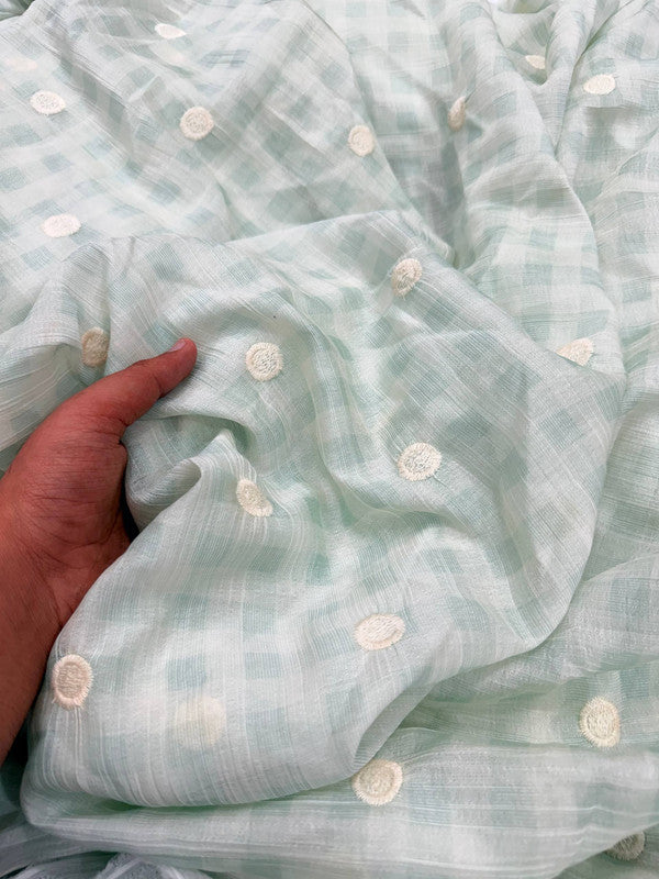 Most Premium Pure Fine Thread Embroidery On Cotton Mul Muslin  FABRIC (Big WIDTH!!)