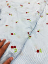 Most Premium Pure Fine Thread Embroidery On Stripes Cotton FABRIC (Big WIDTH!!)