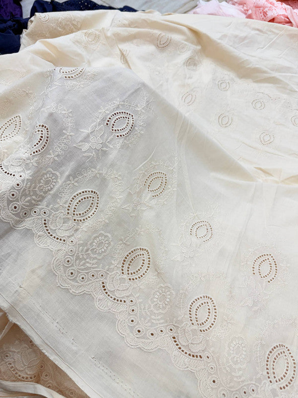 Most Premium Pure Cotton Hakuba Chikankari Fabric (Big WIDTH!!)