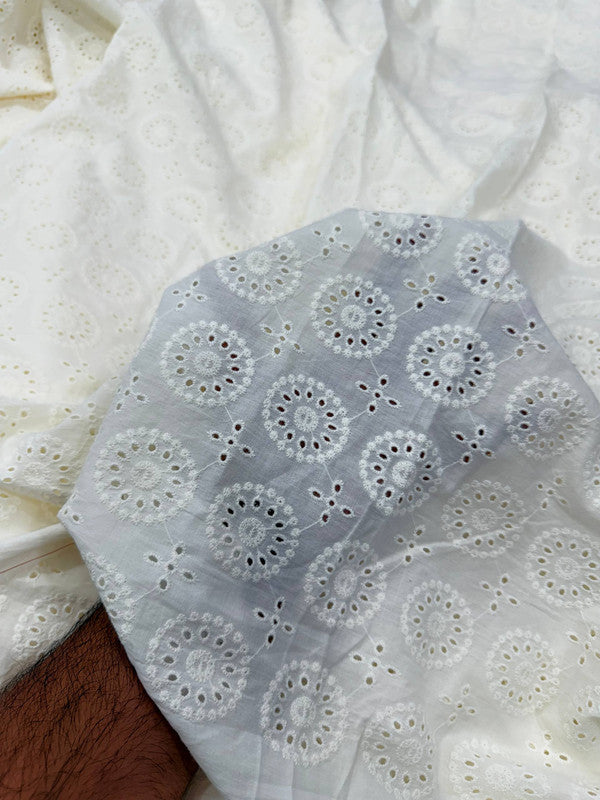 Most Premium Pure Cotton Hakuba Chikankari Fabric (Big WIDTH!!) (Dyeable Also)