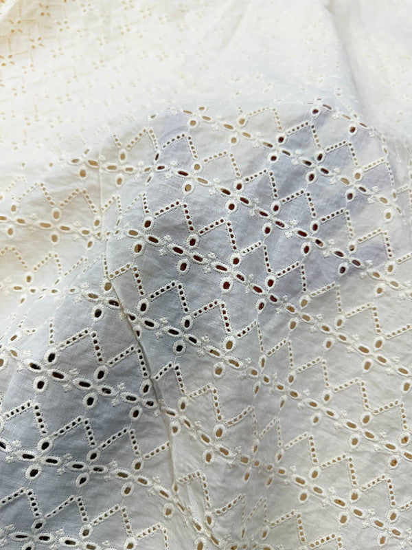 Most Premium Pure Cotton Hakuba Chikankari Fabric (Big WIDTH!!) (Dyeable Also)