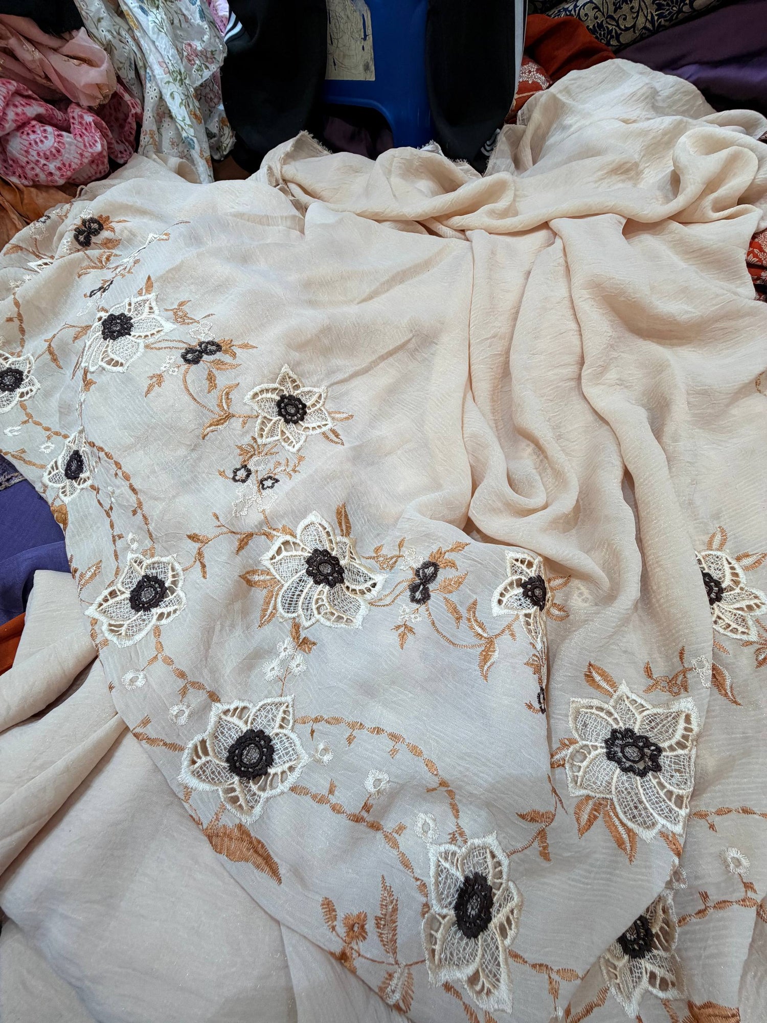 Most Premium Pure Cotton Silk Hakuba Chikankari Fabric (Big WIDTH!!)