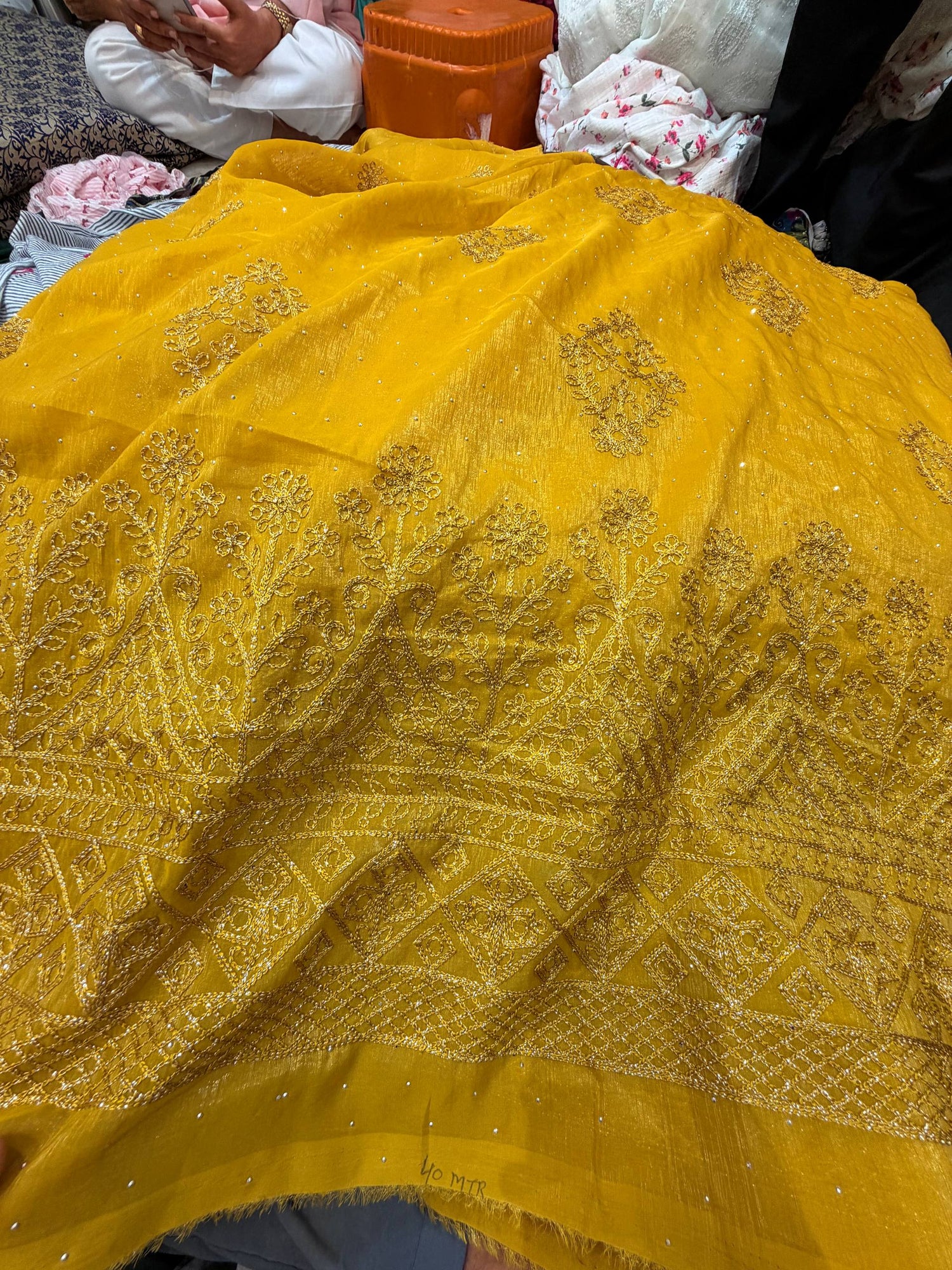 Premium Fendy Silk Organza FABRIC With Fine Embroidery