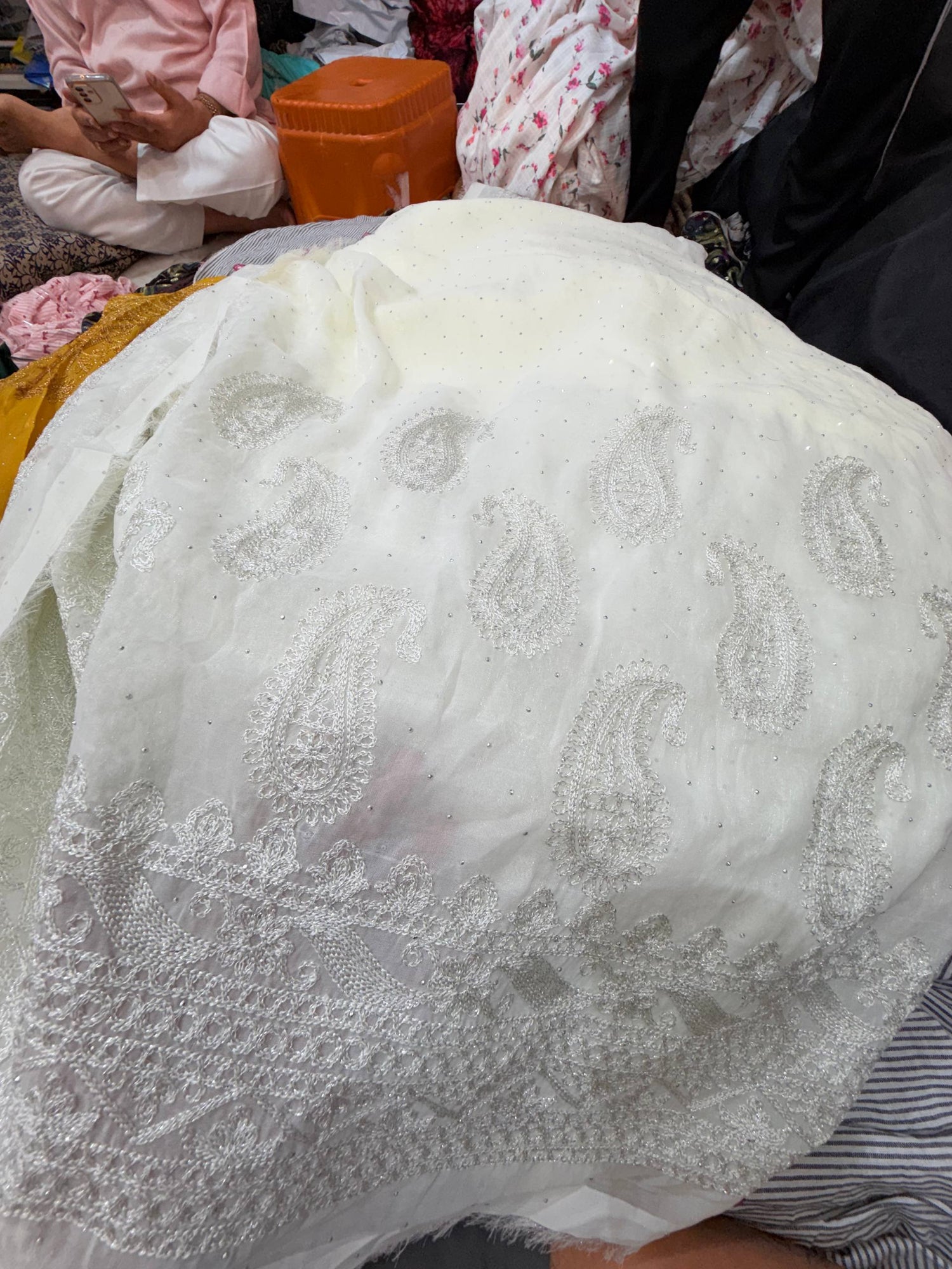 Premium Fendy Silk Organza FABRIC With Fine Embroidery
