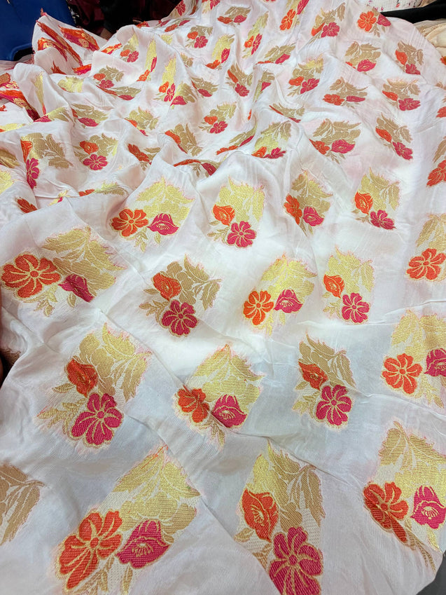 Most Premium Pure Crepe Meena Kari Zari Work (Dyeable Also)