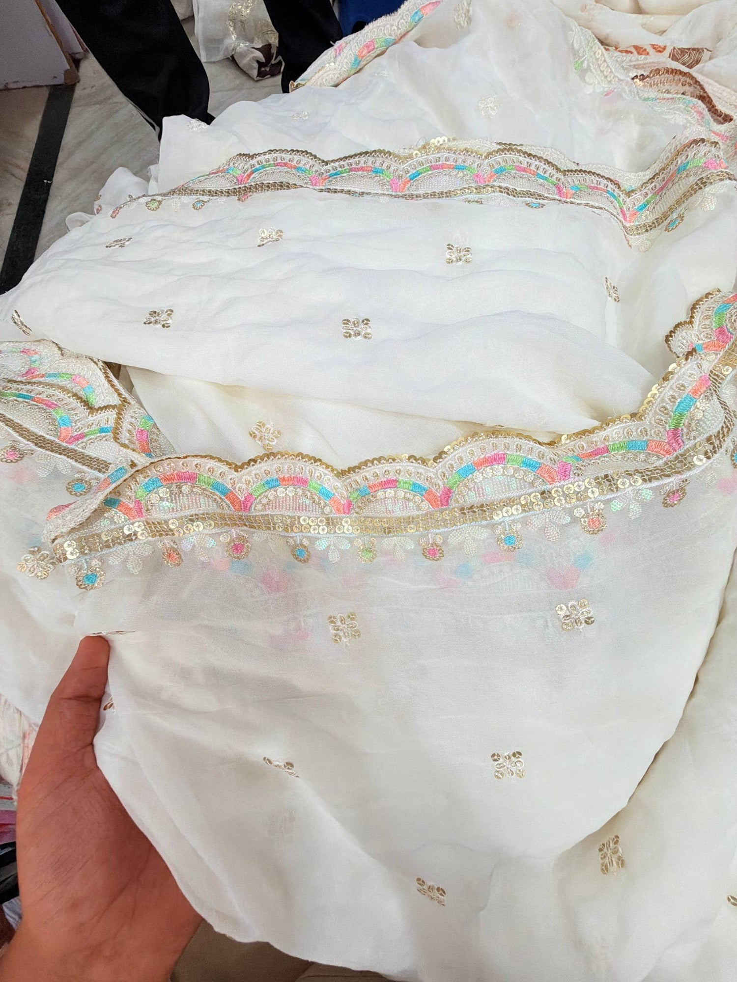 Most Premium Pure Georgette Dupatta (Complete 2.5 Meter Cut) (Dyeable Also)