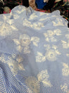 Most Premium Pure Fine Thread Embroidery On Stripes Cotton FABRIC (Big WIDTH!!)