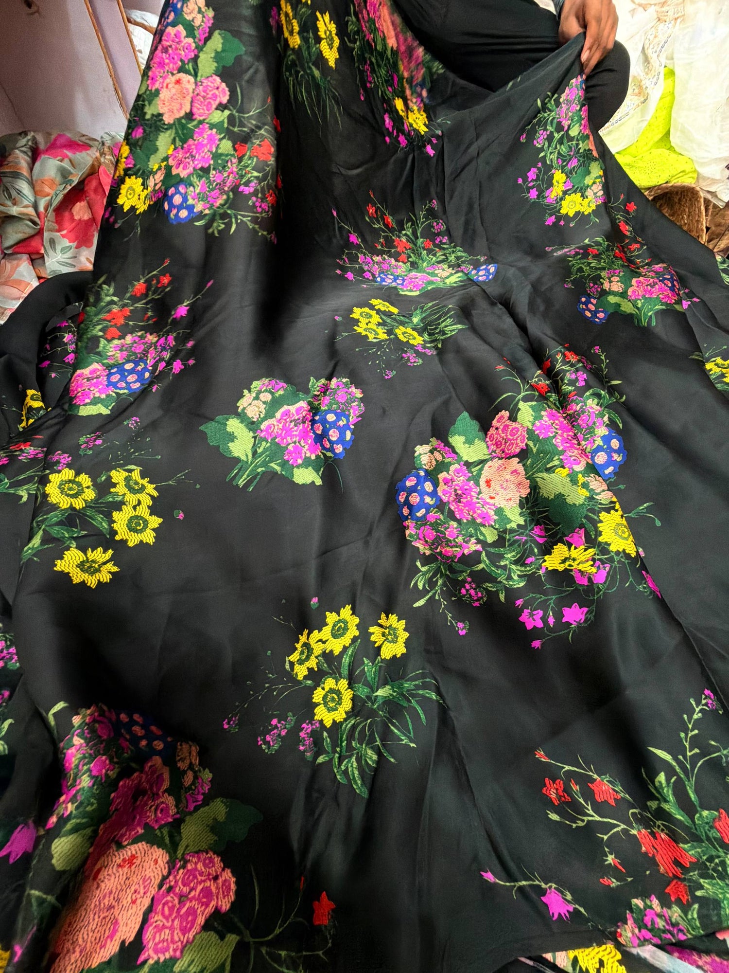 Most Premium Bamber Satin Imported Printed Kurti Cut
