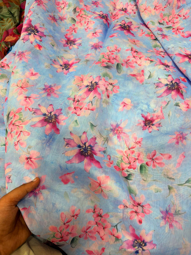 Most Premium Pure Mul Chanderi Cotton Printed Fabric (Big WIDTH!!)