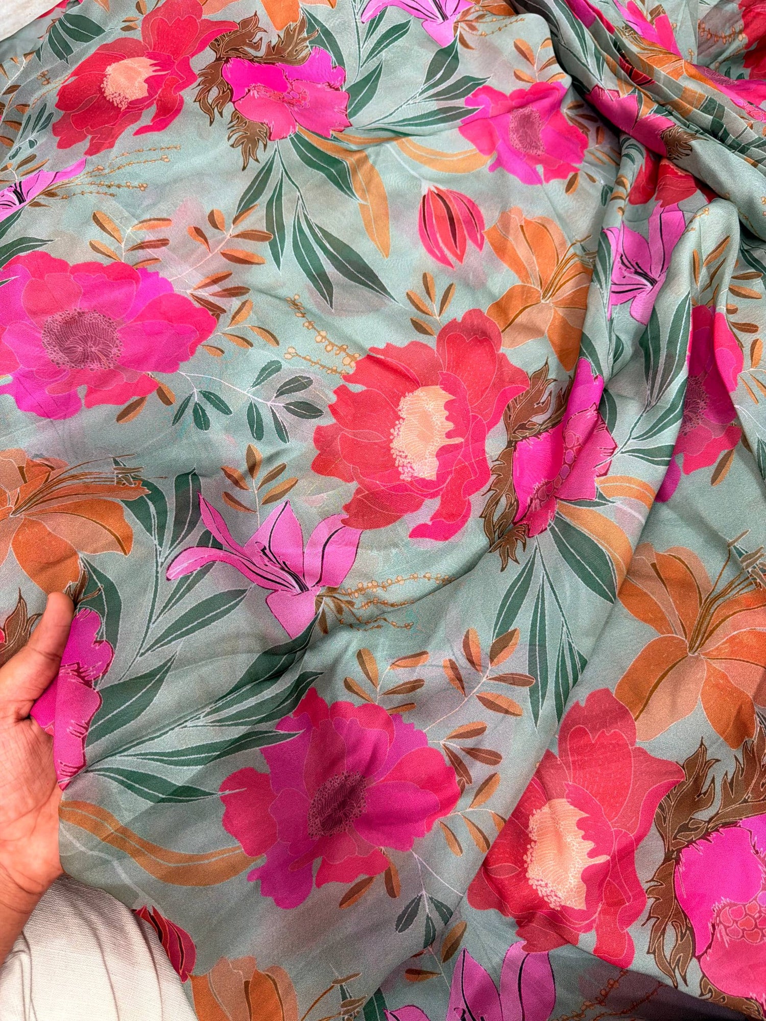 Most Premium Organza Silk Printed FABRIC (Big WIDTH!!)