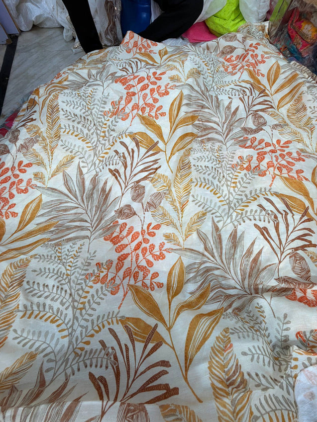 Most Premium BRANDED Pure LINEN SATIN Cotton PRINTED FABRIC (Big WIDTH!!)